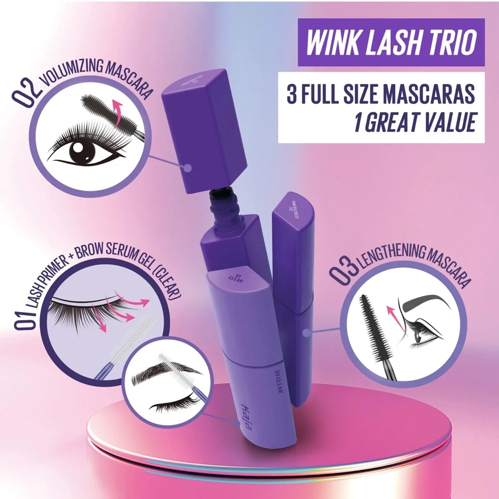 New Kaja Wink Lash Trio 3 Full Size Mascara Primer Brow Gel Korean Beauty $30